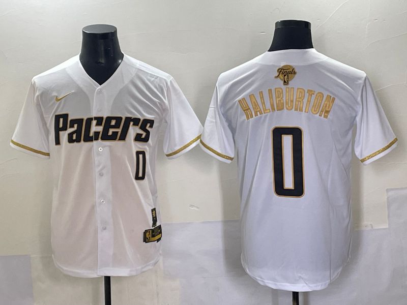 Men 2025 Indiana Pacers 0 Haliburton White Joint Name NBA Jersey style 6